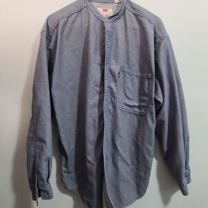 Vintage Levis 90s Blue Button-Up Shirt, No Collar